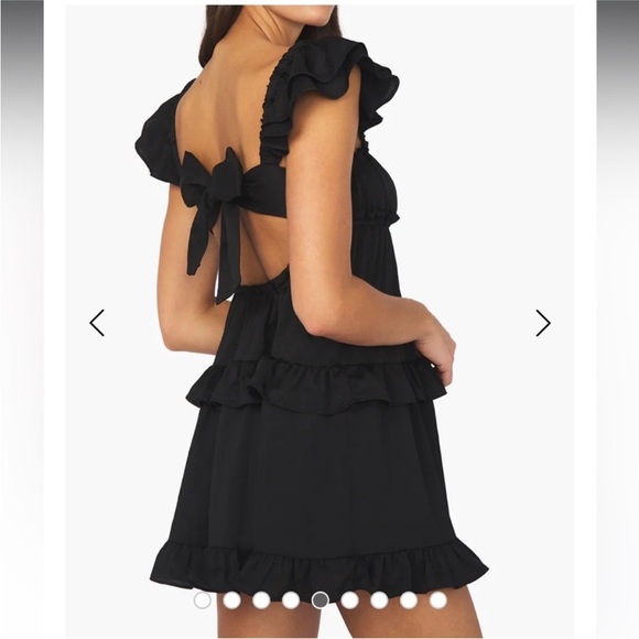 NWT WeWoreWhat Flirty Ruffle Crinkle Chiffon Black Mini Short Dress - Medium - Picture 6 of 16